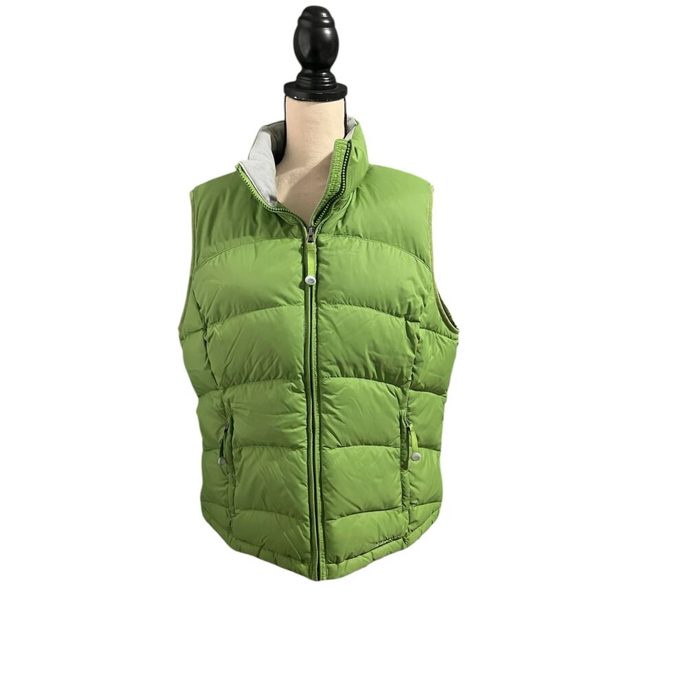 L.L. Bean Women's Green Goose Down Puffer Vest Sz XL Outdoor Hiking Full Zip